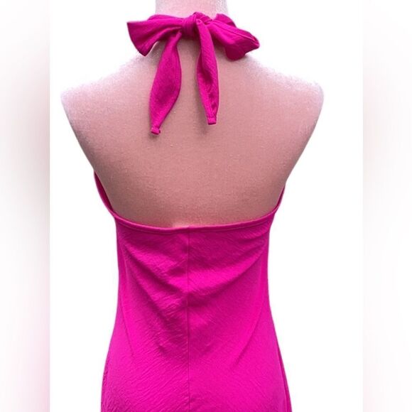 SEE YOU MONDAY NWT HOT BRIGHT FUCHSIA PINK HALTER MINI DRESS MEDIUM - Picture 7 of 9